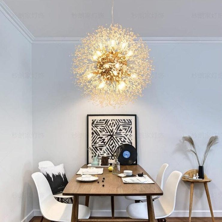 suspension pissenlit, suspension luminaire nature, luminaire design pissenlit, suspension florale décorative, lampe suspendue originale, suspension sphérique design, éclairage doux salon, suspension chambre élégante, suspension style naturel, suspension moderne poétique, suspension luminaire cosy, suspension graines de pissenlit, luminaire suspendu artistique, suspension lumière chaude, suspension décorative fleur