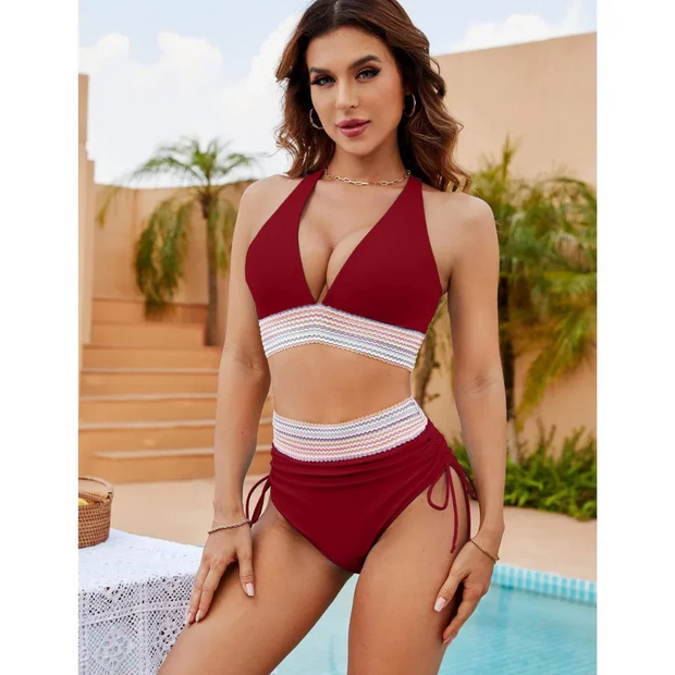 Bikini élégant taille haute sculptant