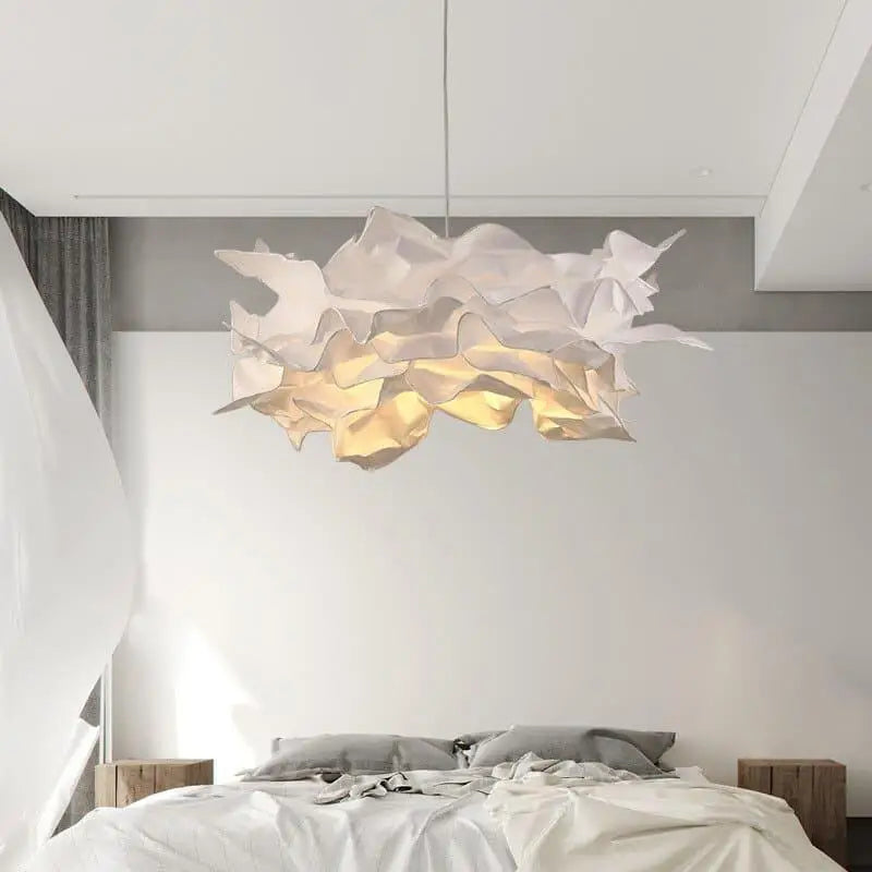 suspension en papier, lampe japonaise plafond, luminaire papier naturel, suspension légère et épurée, lampe suspendue minimaliste, suspension style zen, éclairage doux salon, suspension chambre enfant, lampe papier scandinave, suspension écologique design, lanterne papier plafond, luminaire en papier blanc, éclairage ambiance zen, suspension papier japonais, décoration lumineuse naturelle
